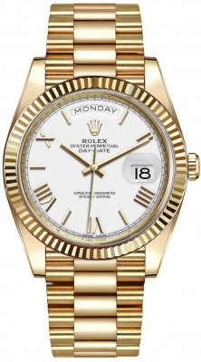 Buy this new Rolex Day-Date 40mm Yellow Gold 228238 White Roman mens watch for the discount price of £37,437.00. UK Retailer.