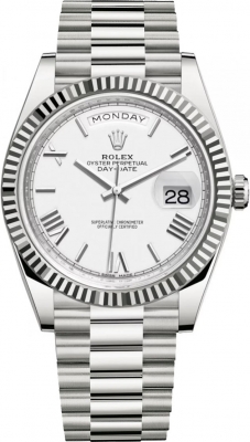 Rolex Day-Date 40mm White Gold 228239 White Roman watch