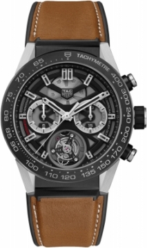 Buy this new Tag Heuer Carrera Calibre HEUER 02T Tourbillon Chronograph 45mm car5a8y.ft6072 mens watch for the discount price of £12,197.00. UK Retailer.