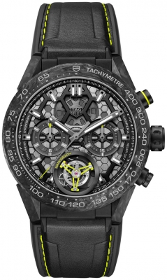 Buy this new Tag Heuer Carrera Calibre HEUER 02T Tourbillon Chronograph 45mm car5a8k.ft6172 mens watch for the discount price of £18,715.00. UK Retailer.