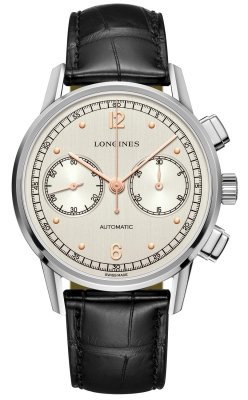 Buy this new Longines Heritage Chronograph L2.814.4.76.0 mens watch for the discount price of £2,376.00. UK Retailer.