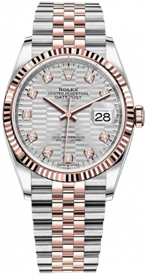 Rolex Datejust 36mm Stainless Steel and Rose Gold 126231 Silver Fluted Diamond Jubilee watch