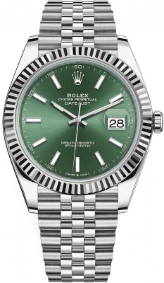 Buy this new Rolex Datejust 41mm Stainless Steel 126334 Mint Green Jubilee mens watch for the discount price of £12,900.00. UK Retailer.