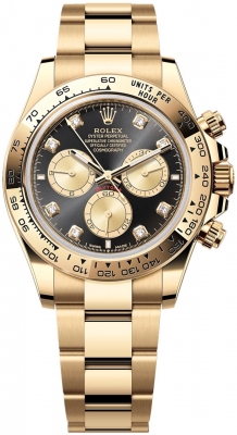 Rolex Cosmograph Daytona Yellow Gold 126508 Bright Black Golden Diamond watch