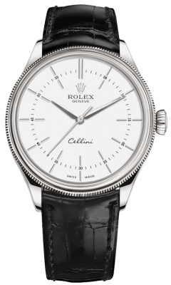 Rolex Cellini Time 39mm 50509 White Black Strap watch