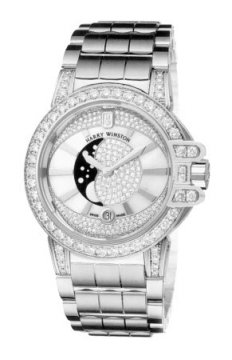 Buy this new Harry Winston Ocean Lady Moon Phase 36mm oceqmp36ww010 ladies watch for the discount price of £44,000.00. UK Retailer.
