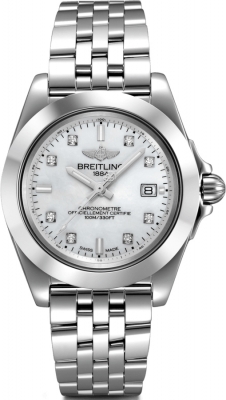 Buy this new Breitling Galactic 32 Sleek w71330121a1a1 ladies watch for the discount price of £3,306.50. UK Retailer.