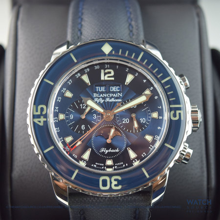 Pre-owned Blancpain Fifty Fathoms Complete Calendar Flyback Chrono 5066f-1140-52b