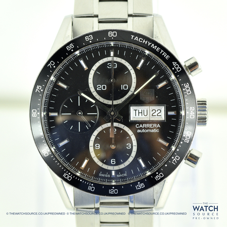 Pre-owned Tag Heuer Carrera Chronograph Tachymeter Day Date cv201ag.ba0725