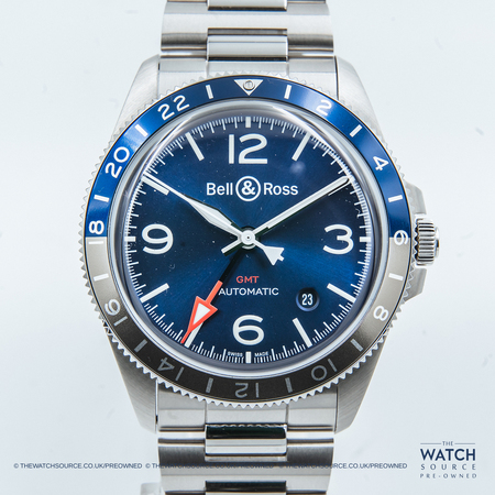 Pre-owned Bell & Ross BR V2-93 GMT 41mm BRV293-BLU-ST/SST