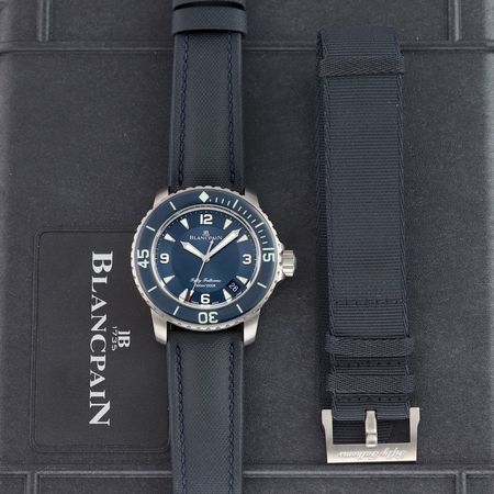 Pre-owned Blancpain Fifty Fathoms Automatic 45mm DEPLOYANT 5015-12B40-O52B