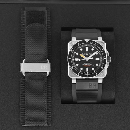 Pre-owned Bell & Ross BR03-92 Diver 42mm BR0392-D-BL-ST/SRB