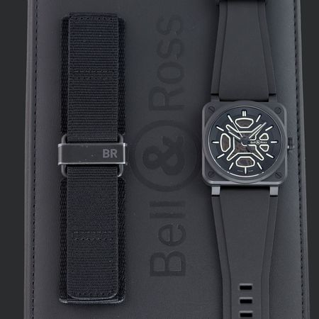 Pre-owned Bell & Ross BR-03 Automatic Skeleton LUM 41mm BR03A-LM-SKCE/SRB