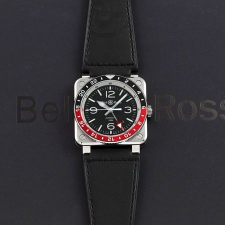 Pre-owned Bell & Ross BR-03 GMT 42mm BR0393-BL-ST/SCA