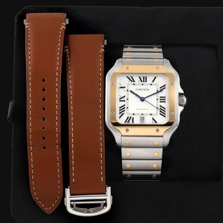 Pre-owned Cartier Santos De Cartier Large Steel & Gold W2SA0009