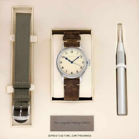 Pre-owned Longines Heritage Military 38.5mm L2.819.4.93.2
