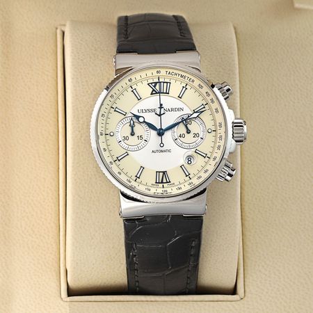 Pre-owned Ulysse Nardin FACTORY SERVICED Maxi Marine Chronograph 41mm 353-66/314