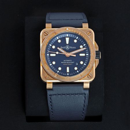 Pre-owned Bell & Ross Limited BR03-92 Diver 42mm Blue Bronze BR0392-D-BU-BR/SCA