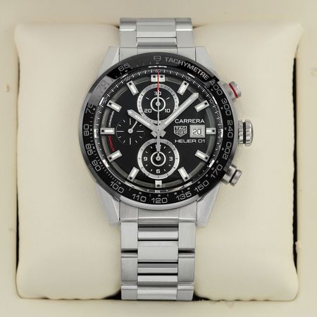 Pre-owned Tag Heuer Carrera Chronograph Heuer 01 43mm CAR201Z.BA0714