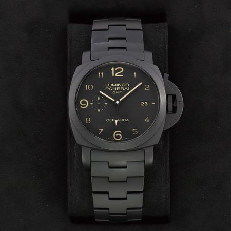 Pre-owned Panerai Luminor 1950 CERAMICA Tuttonero 3 Days GMT 44mm PAM00438