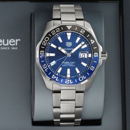 Pre-owned Tag Heuer Aquaracer Automatic GMT 43mm WAY201T.BA0927