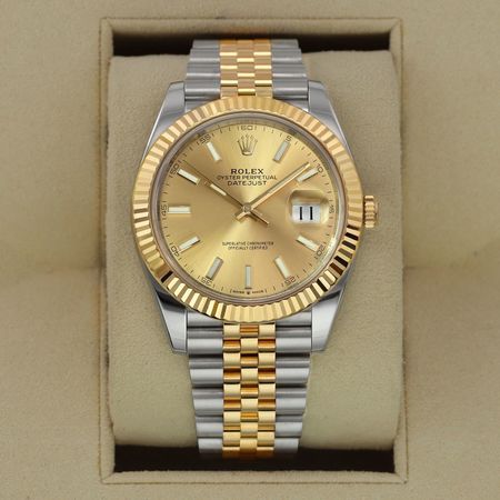 Pre-owned Rolex FACTORY SERVICE Datejust 41mm 126333 Champagne Index Jubilee