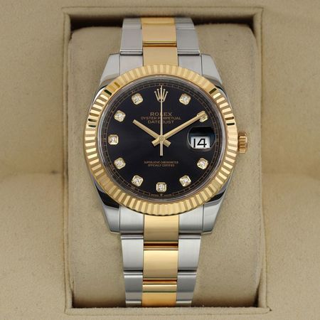 Pre-owned Rolex Datejust 41mm FACTORY SERVICED 126333 Black Diamond Oyster
