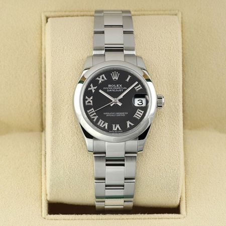 Pre-owned Rolex Datejust 31mm Stainless Steel 278240 Black Roman Oyster