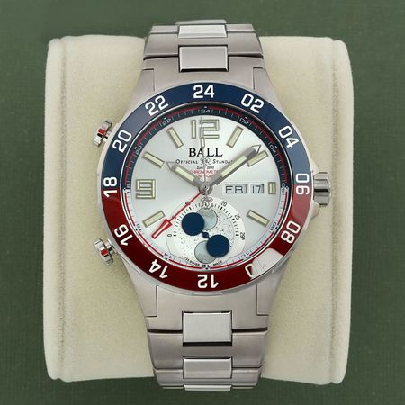 Pre-owned Ball Watch Roadmaster Marine GMT Moonphase 42mm DG3220A-S1CJ-SL