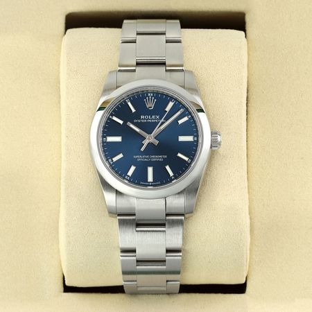 Pre-owned Rolex Oyster Perpetual 34mm 124200 Blue