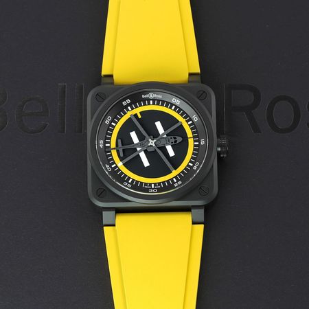 Pre-owned Bell & Ross BR-03 Automatic HELIPAD Limited 41mm BR03A-HE-CE/SRB
