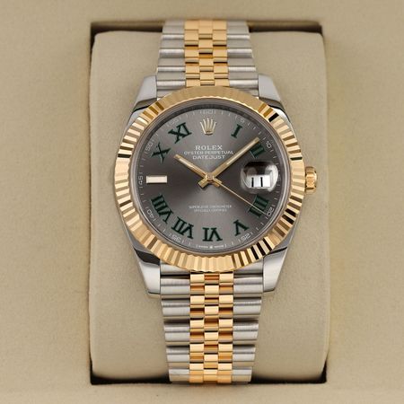 Pre-owned Rolex Datejust 41mm WIMBLEDON 126333 Slate Roman Jubilee