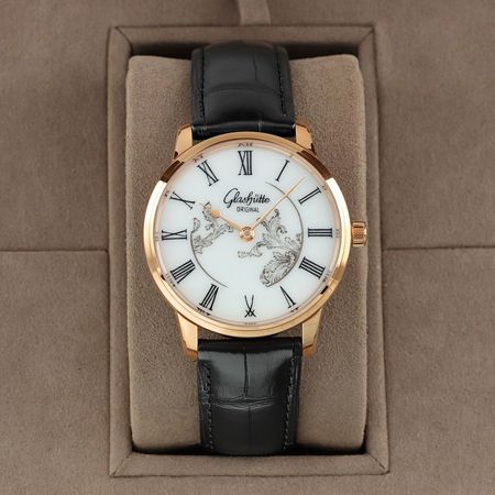 Pre-owned Glashutte Original LIMITED Senator Meissen Porcelain 40mm 1-36-16-03-05-01