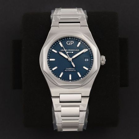 Pre-owned Girard Perregaux Laureato Midnight Blue 38mm 81005-11-3460-1CM
