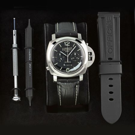 Pre-owned Panerai Luminor 1950 8 Days Chrono Monopulsante GMT 44mm PAM00275